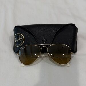 Ray-Ban Gold Aviator Sunglasses with Black Case. Worn maybe 4-5 times.
